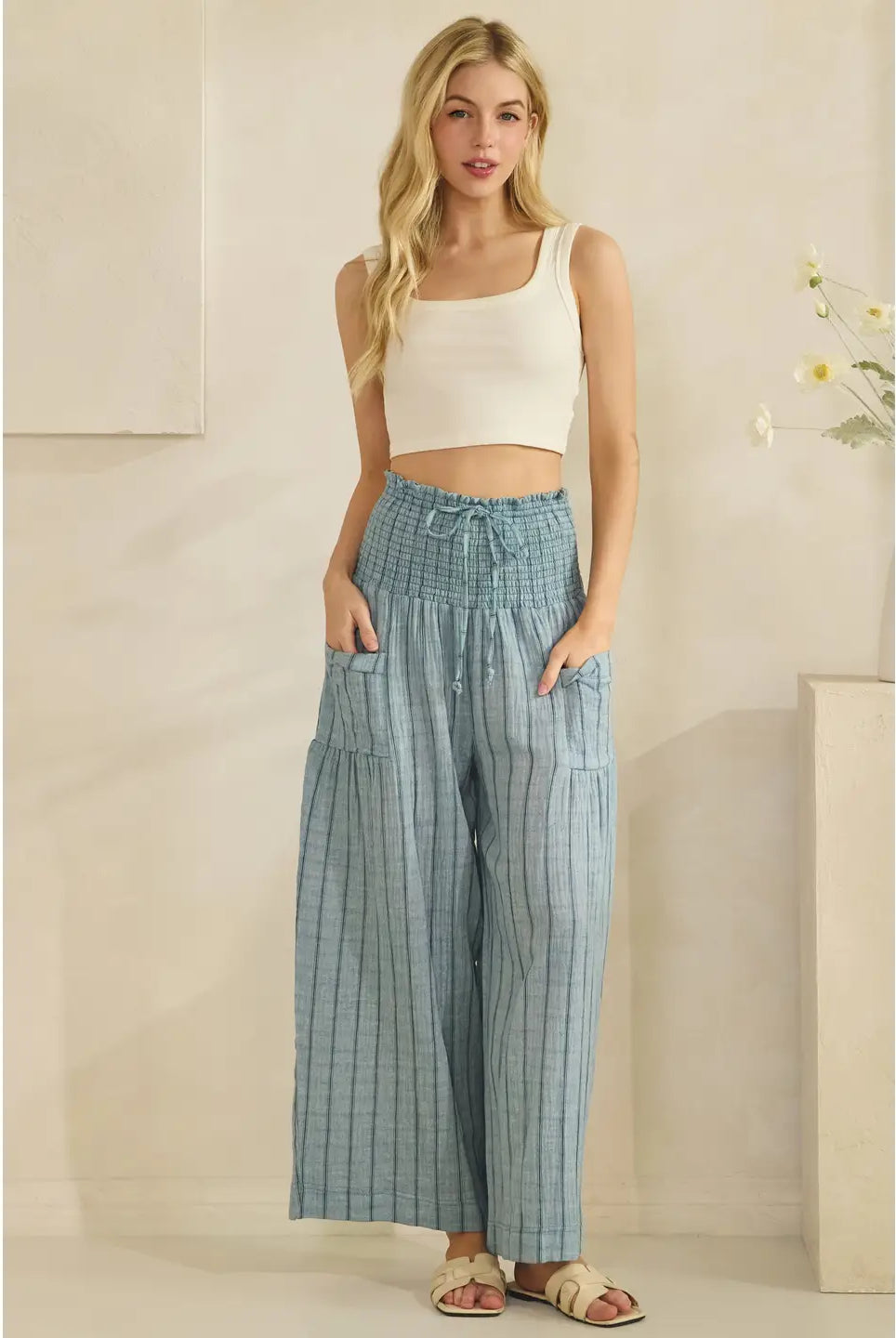 Sahara Stripe Wide-Leg Pants-Wide Leg Pants-Sage + Fig-Stuffology - Where Vintage Meets Modern, A Boutique for Real Women in Crosbyton, TX