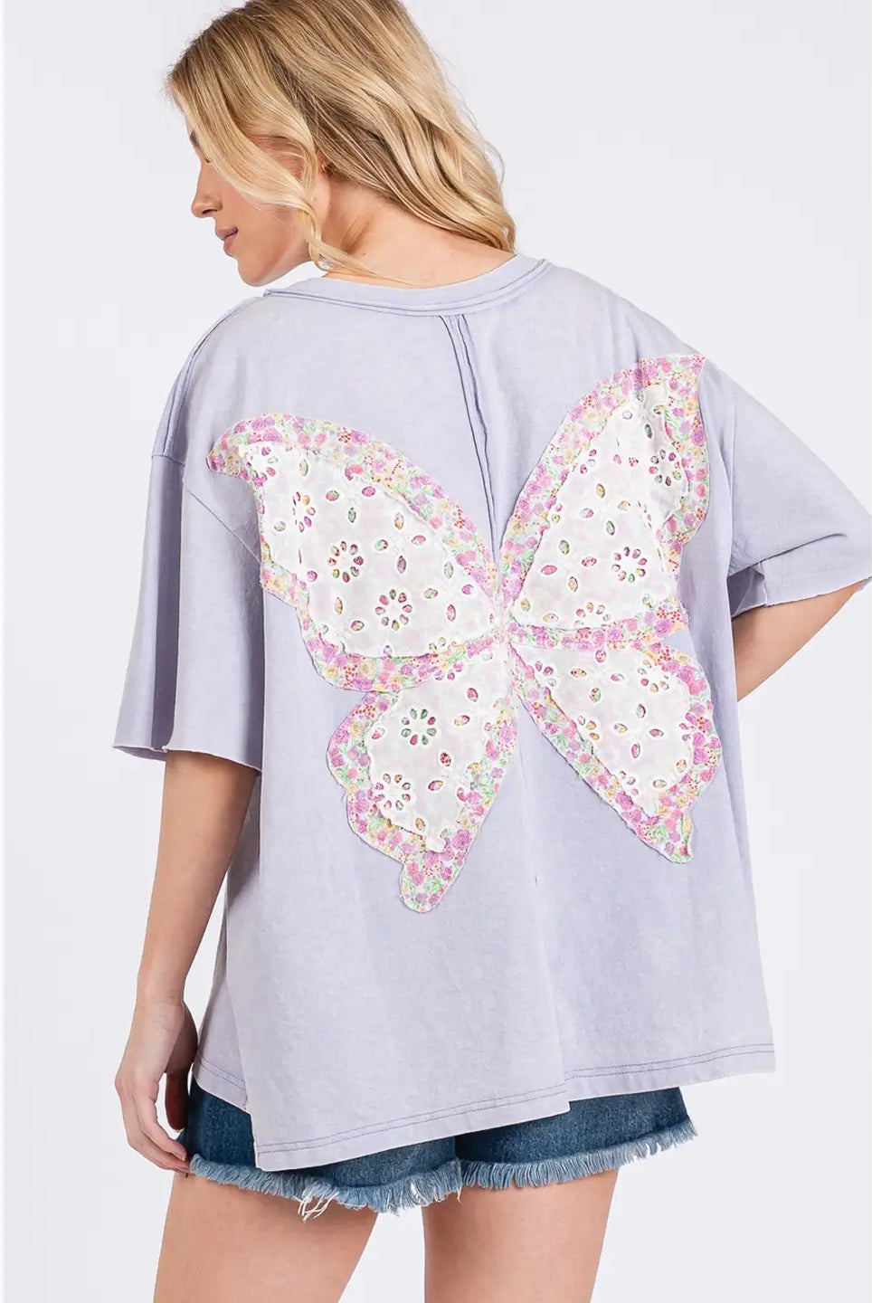 Butterfly Dreams Oversized Pocket Front T-Shirt-Oversized Top-Sage + Fig-Stuffology - Where Vintage Meets Modern, A Boutique for Real Women in Crosbyton, TX