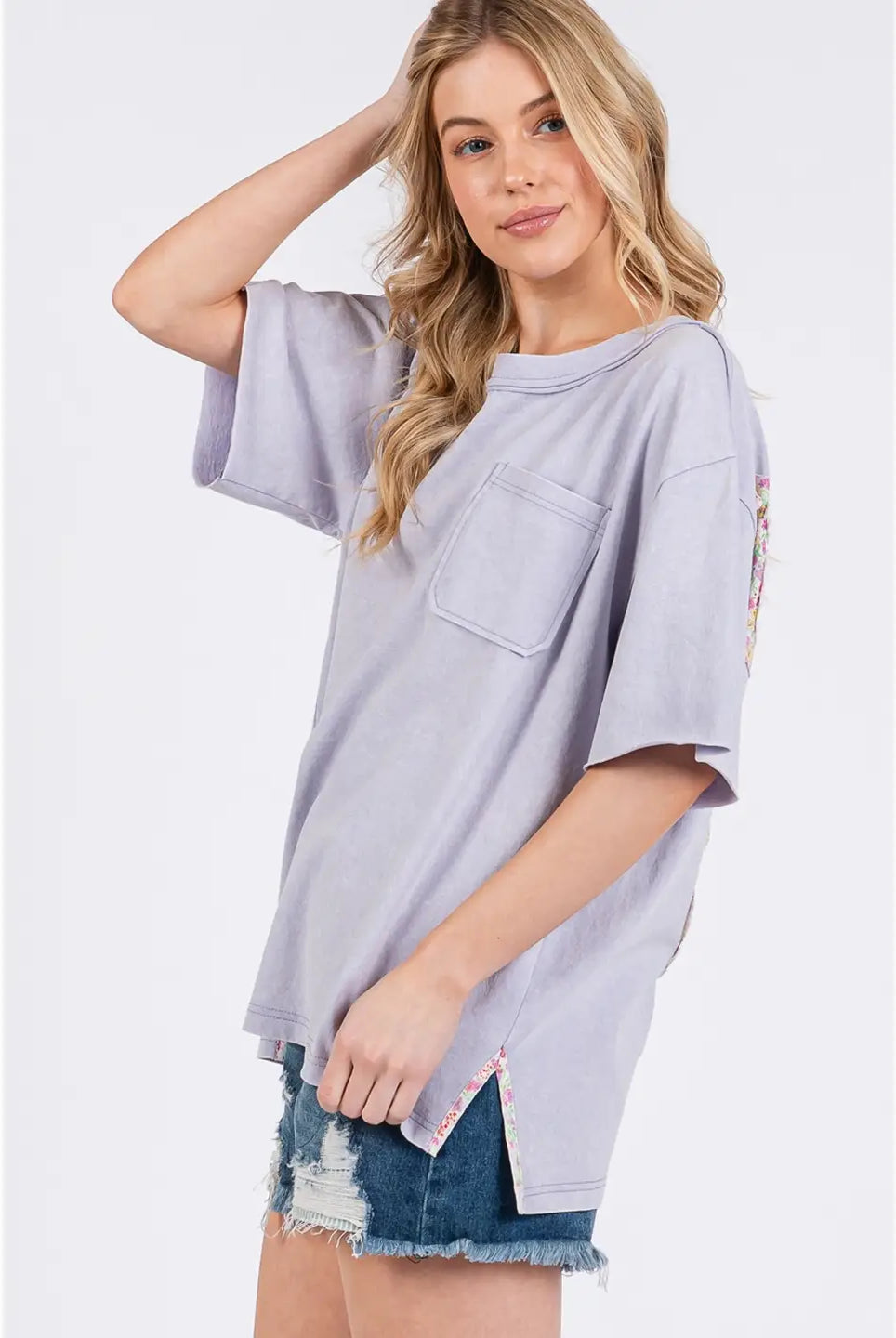 Butterfly Dreams Oversized Pocket Front T-Shirt-Oversized Top-Sage + Fig-Stuffology - Where Vintage Meets Modern, A Boutique for Real Women in Crosbyton, TX