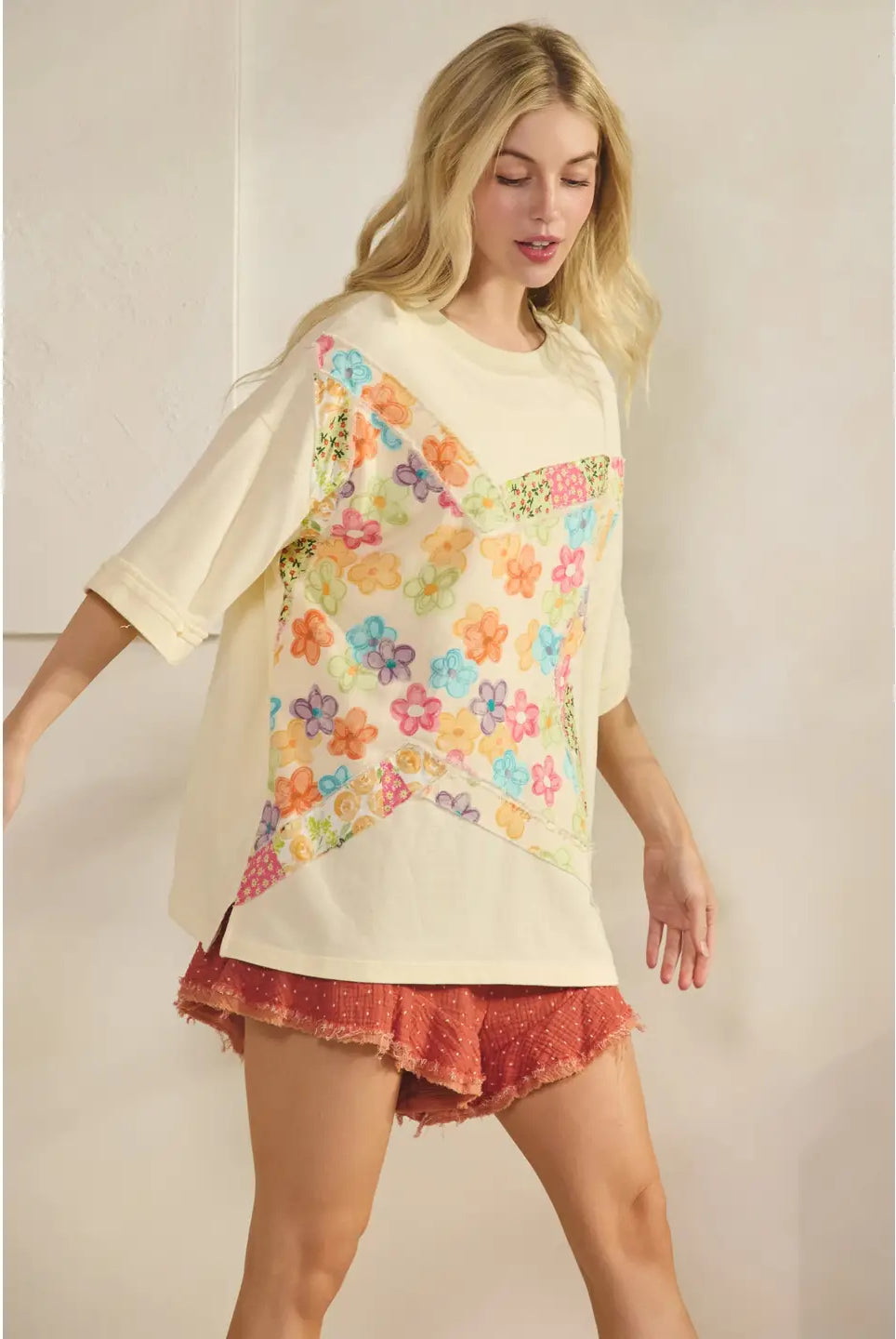 The Wildflower Way Patchwork Tee-Loose Fit Top-Sage + Fig-Stuffology - Where Vintage Meets Modern, A Boutique for Real Women in Crosbyton, TX