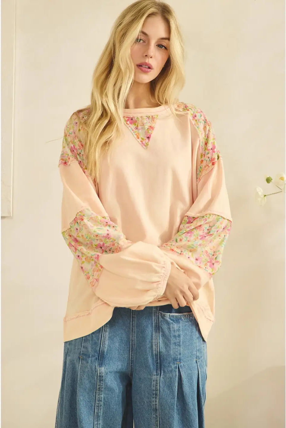 Long Sleeve Patchwork Sweatshirt-Top-Sage + Fig-Stuffology - Where Vintage Meets Modern, A Boutique for Real Women in Crosbyton, TX