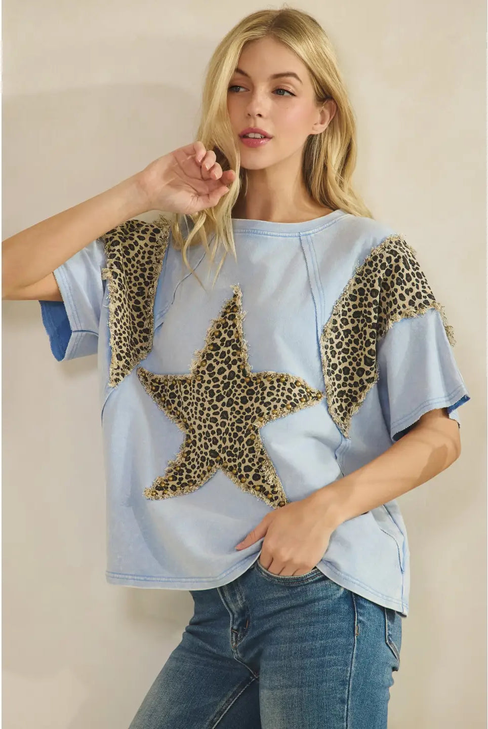 Wild Side Star Top-Tees-Sage + Fig-Stuffology - Where Vintage Meets Modern, A Boutique for Real Women in Crosbyton, TX