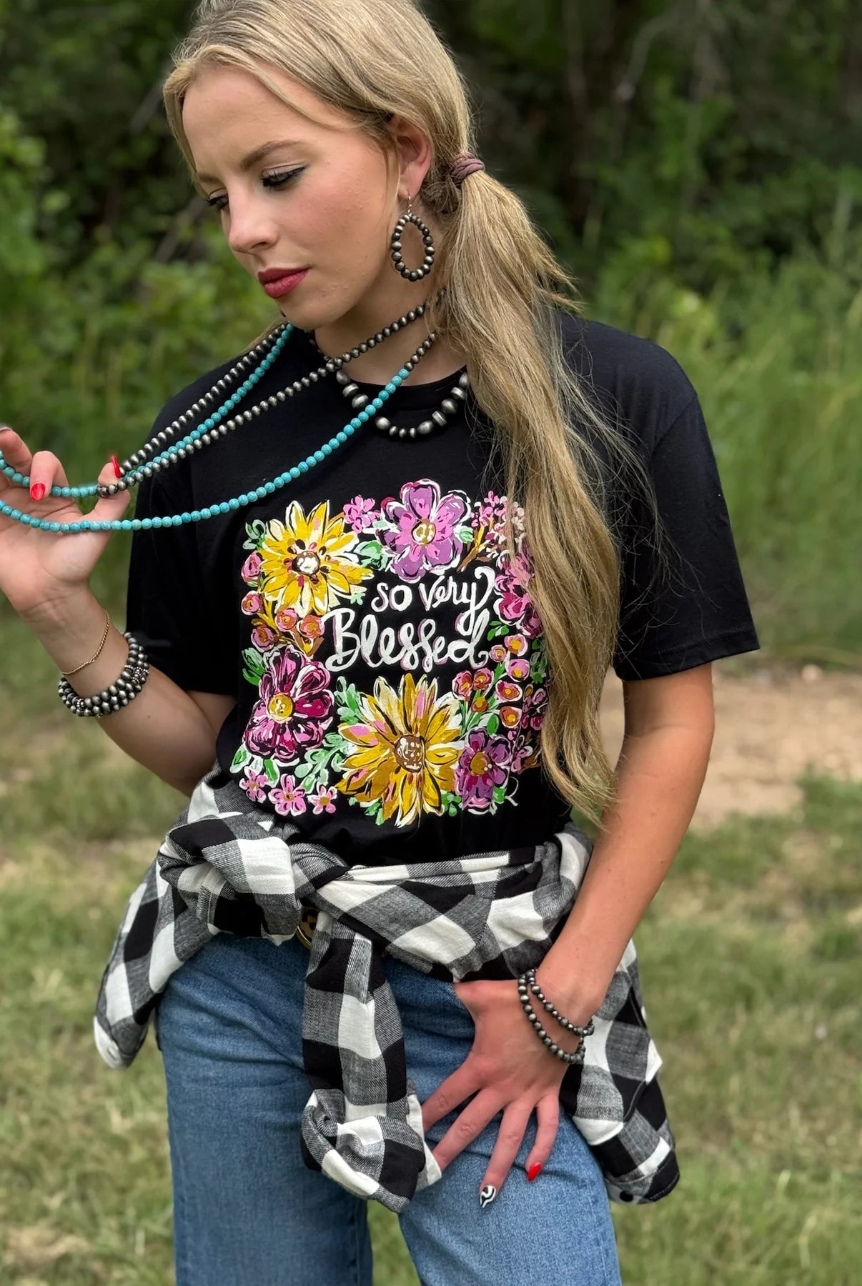 So Very Blessed Graphic Tee-Graphic Tees-Stuffology Boutique -Stuffology - Where Vintage Meets Modern, A Boutique for Real Women in Crosbyton, TX