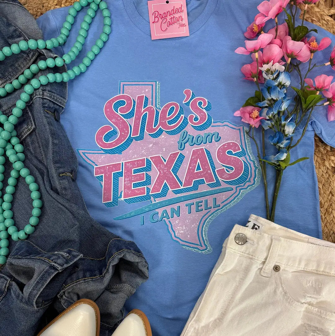 She's From Texas Tee-Tees-Stuffology Boutique -Stuffology - Where Vintage Meets Modern, A Boutique for Real Women in Crosbyton, TX