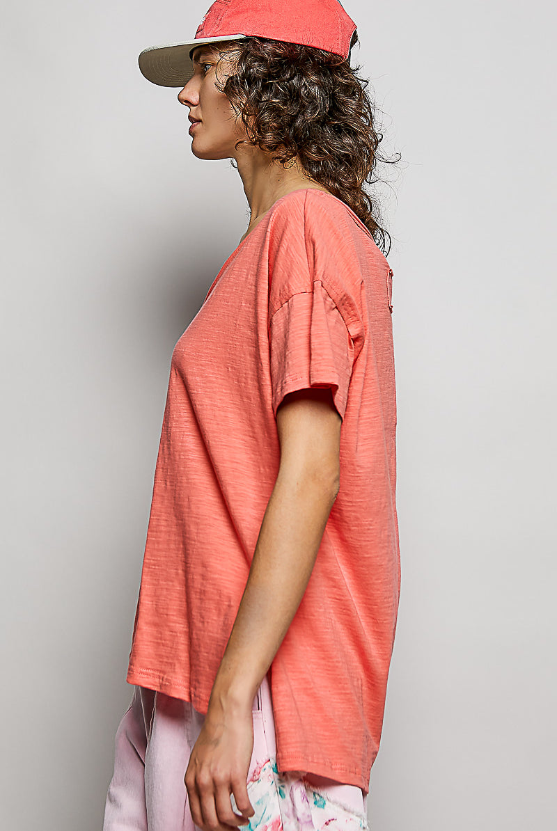 V-Neck Cotton Short Sleeve Top-Tees-Pol Clothing-Stuffology - Where Vintage Meets Modern, A Boutique for Real Women in Crosbyton, TX