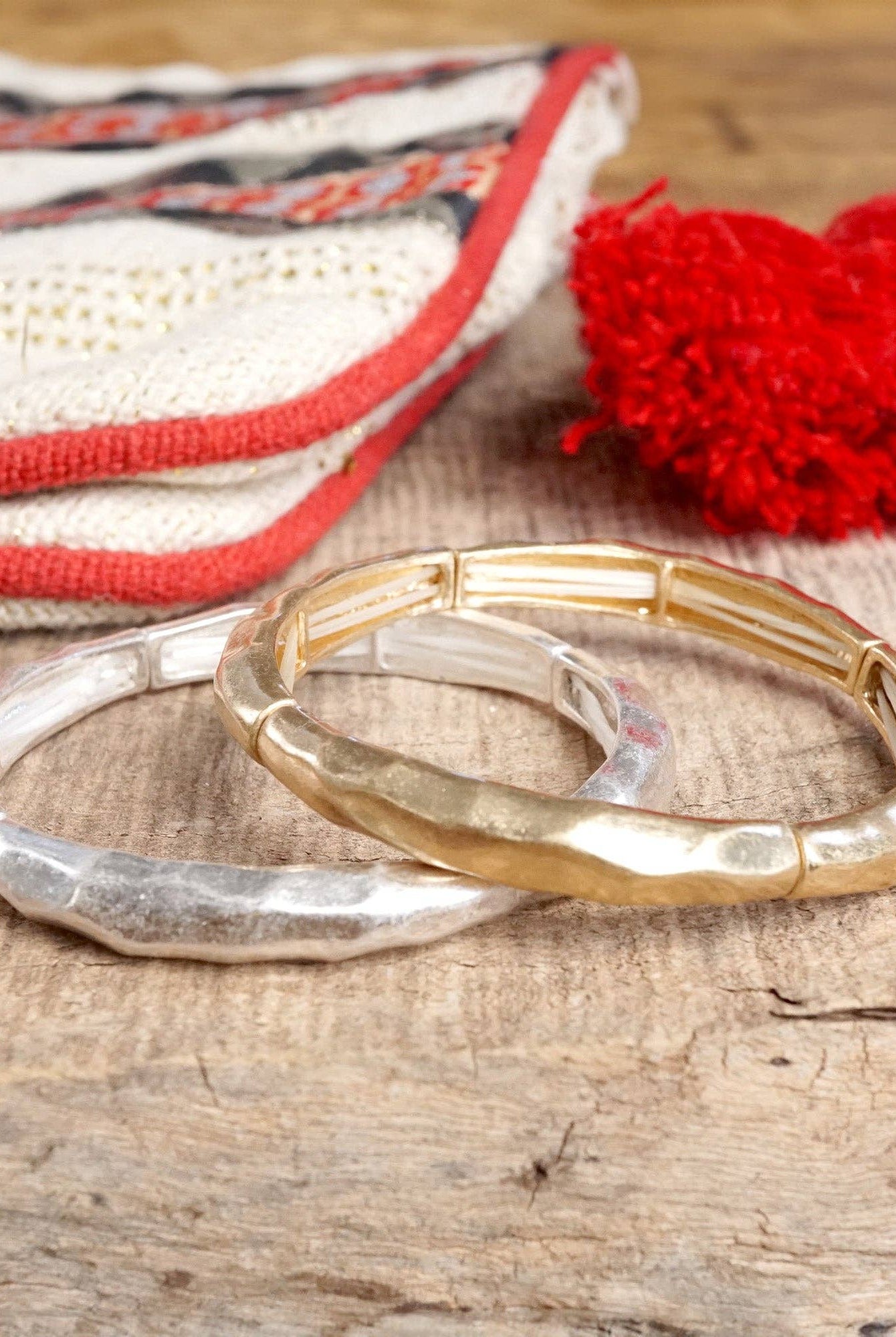 Boho Stretchy Minimalist Bangle Raw Textured Worn Gold-Bracelets-PennyLine inc-Stuffology - Where Vintage Meets Modern, A Boutique for Real Women in Crosbyton, TX