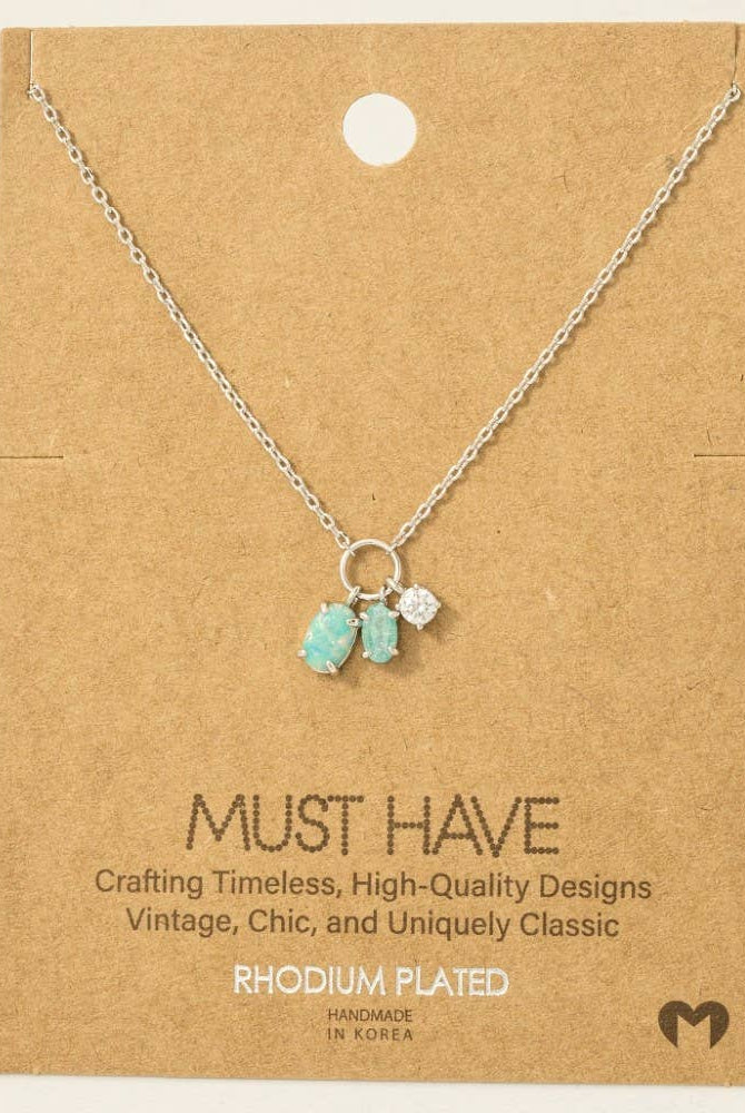Dainty Opal Crystal Charm Necklace-Necklaces-The Looks by Fame Accessories-Stuffology - Where Vintage Meets Modern, A Boutique for Real Women in Crosbyton, TX