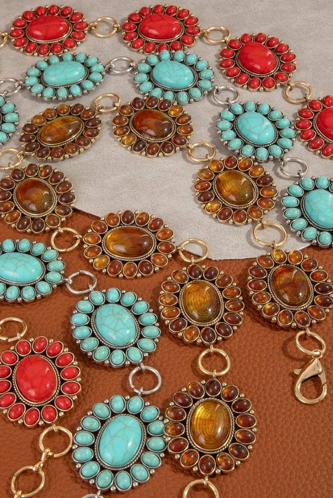 Western Oval Concho Disc Chain Belt-BELT-The Looks by Fame Accessories-Stuffology - Where Vintage Meets Modern, A Boutique for Real Women in Crosbyton, TX