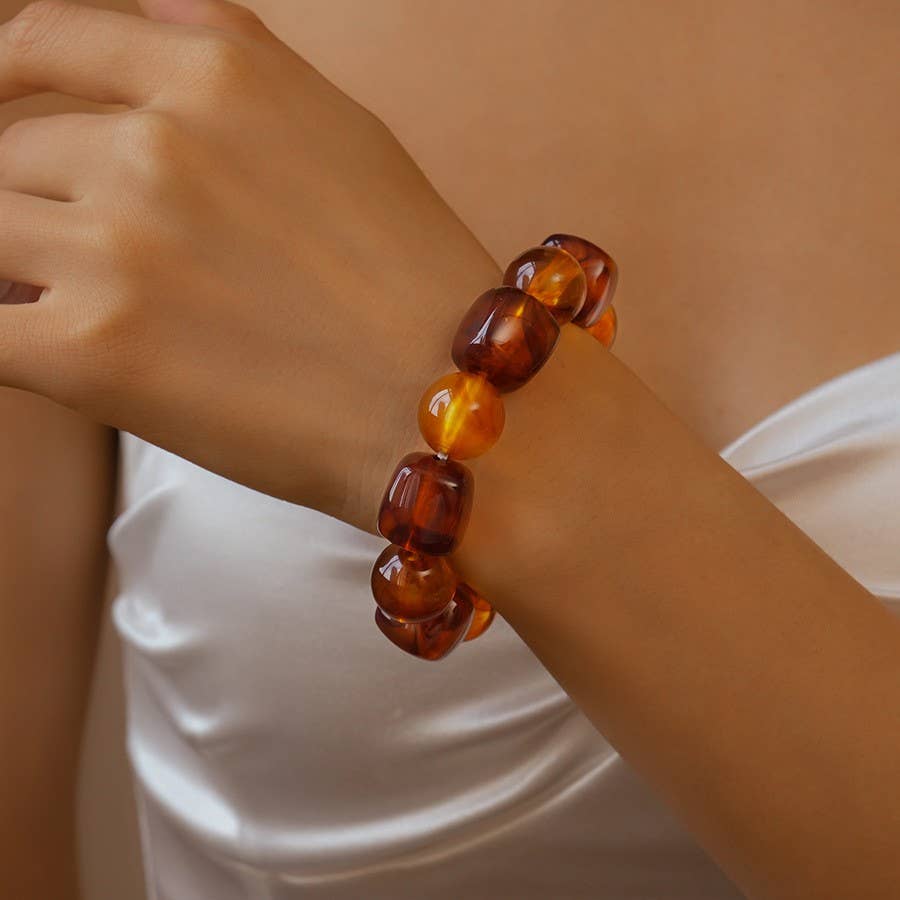 Color-Block Cube Circle Stretch Cord Bracelet | 40B5197-Bracelet-JOSSLYN by wall to wall-Stuffology - Where Vintage Meets Modern, A Boutique for Real Women in Crosbyton, TX