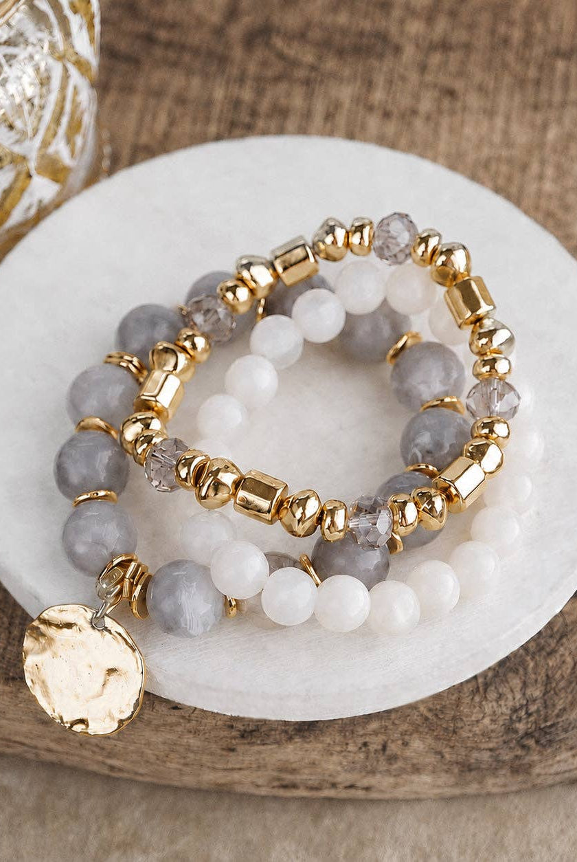 Gilded Sorbet Stack – Set of 3 Stretchy Beaded Summer Bracelets-Bracelets-PennyLine inc-Stuffology - Where Vintage Meets Modern, A Boutique for Real Women in Crosbyton, TX