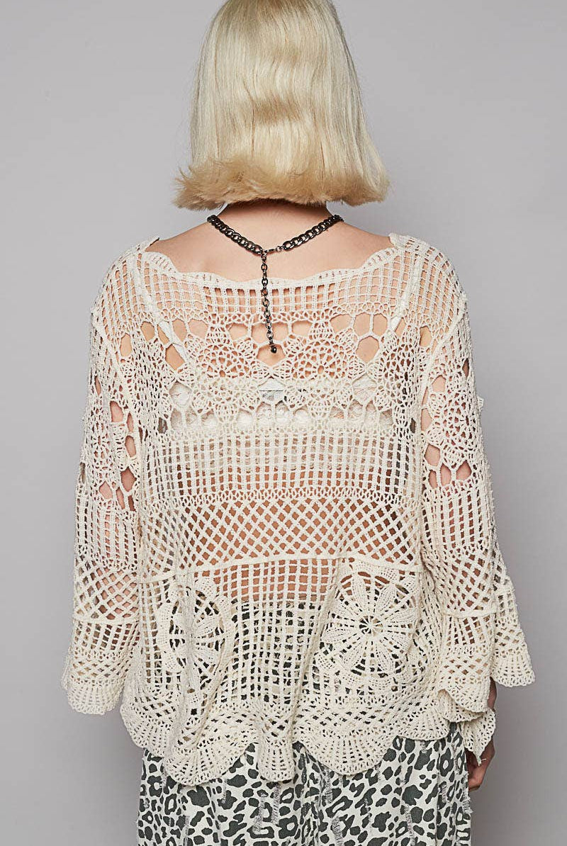 POL Clothing Crochet Cardigan Top-Top-Pol Clothing-Stuffology - Where Vintage Meets Modern, A Boutique for Real Women in Crosbyton, TX