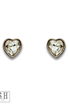 Rhinestone heart stud earring-Earrings-Pink Panache Brands-Stuffology - Where Vintage Meets Modern, A Boutique for Real Women in Crosbyton, TX