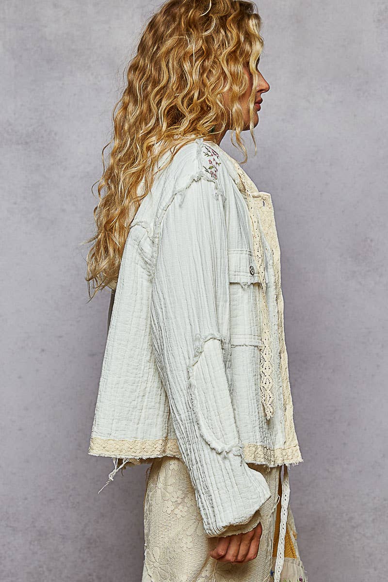 Vintage Wash Double Gauze Hoodie Jacket-Hoodie-Pol Clothing-Stuffology - Where Vintage Meets Modern, A Boutique for Real Women in Crosbyton, TX