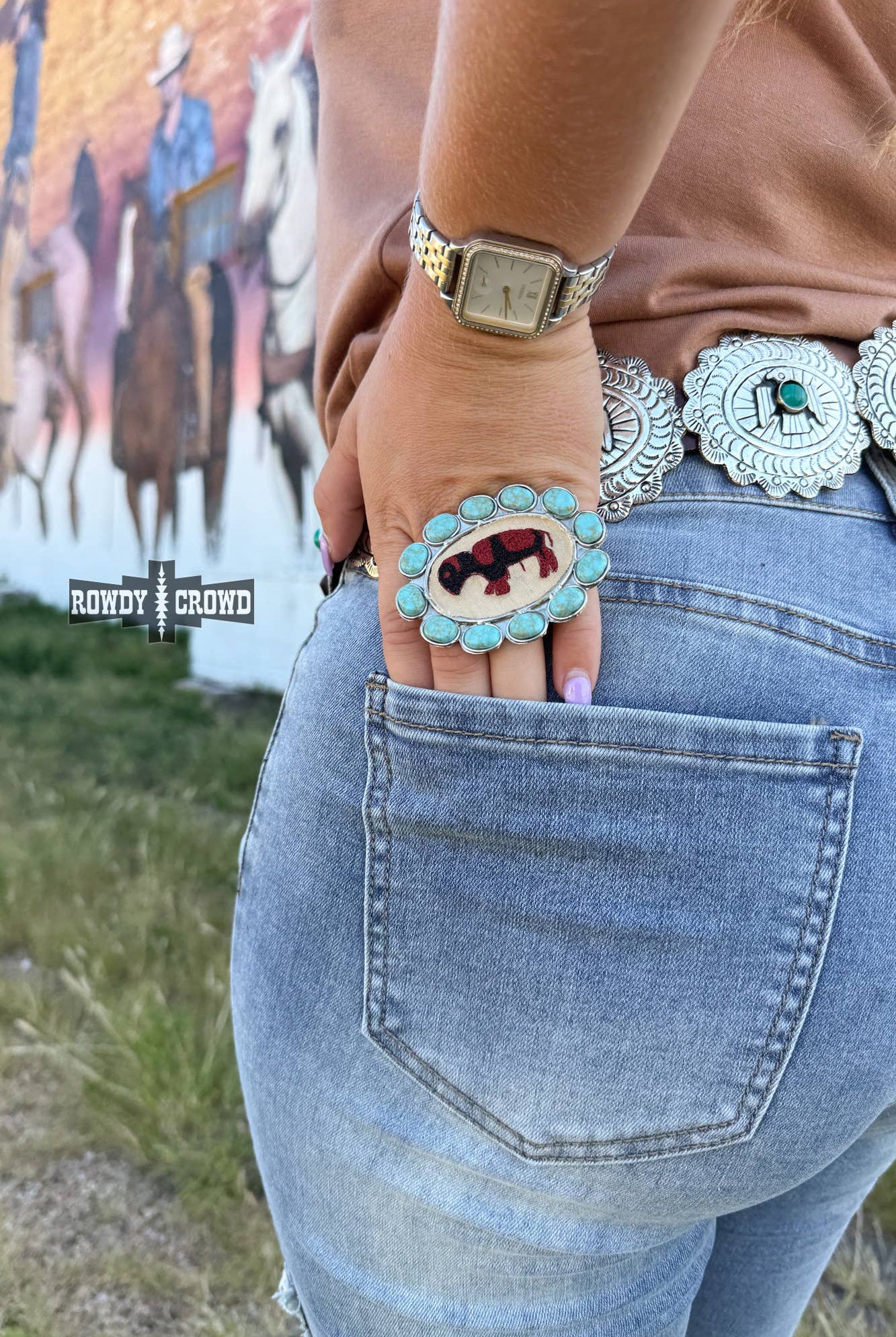 Blazing Buffalo Scarf Slide-Wild Rags-Stuffology Boutique-Stuffology - Where Vintage Meets Modern, A Boutique for Real Women in Crosbyton, TX