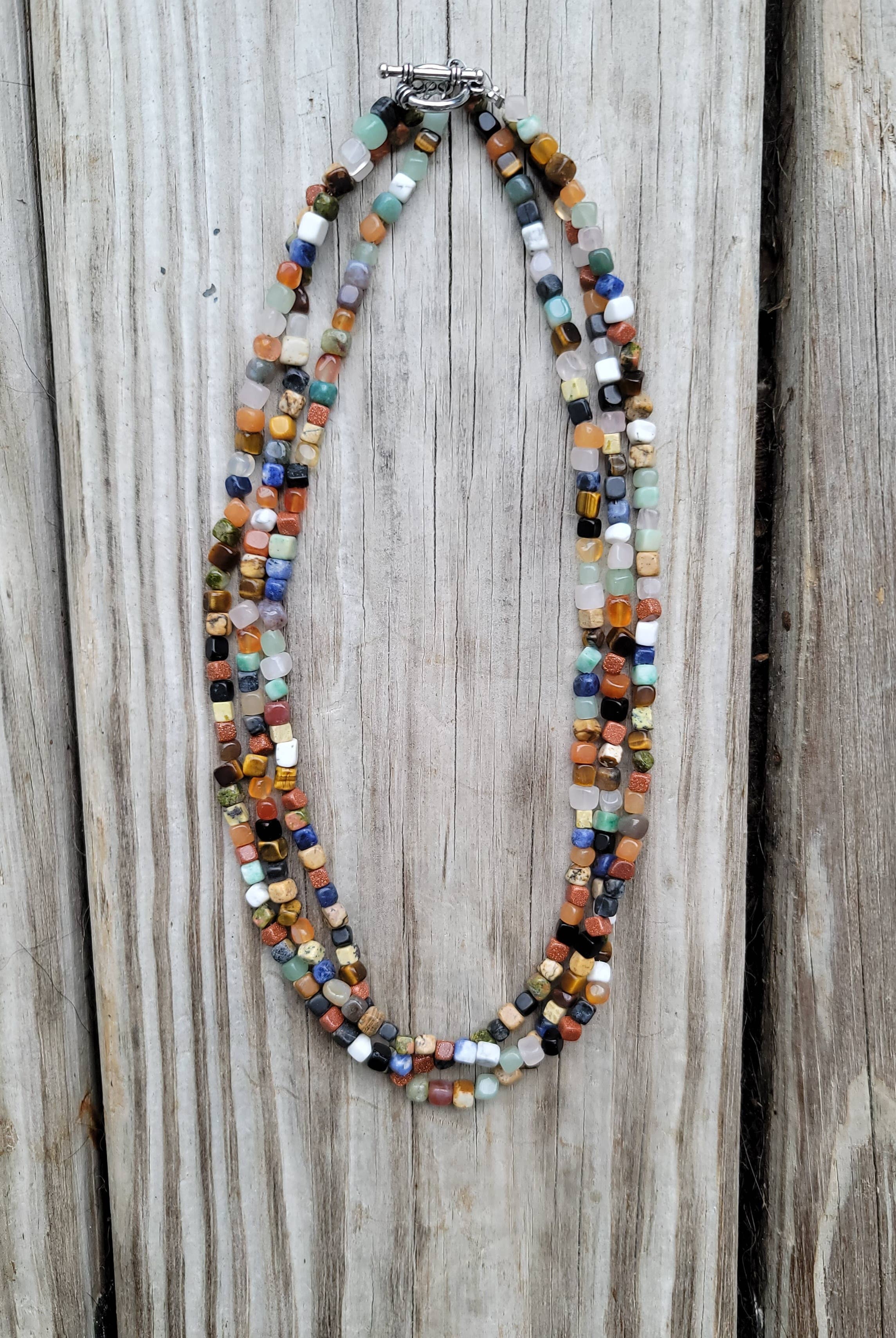 Natural gemstones 3 strand choker Native Southwest handmade-Horse Spirit Studio-Stuffology - Where Vintage Meets Modern, A Boutique for Real Women in Crosbyton, TX