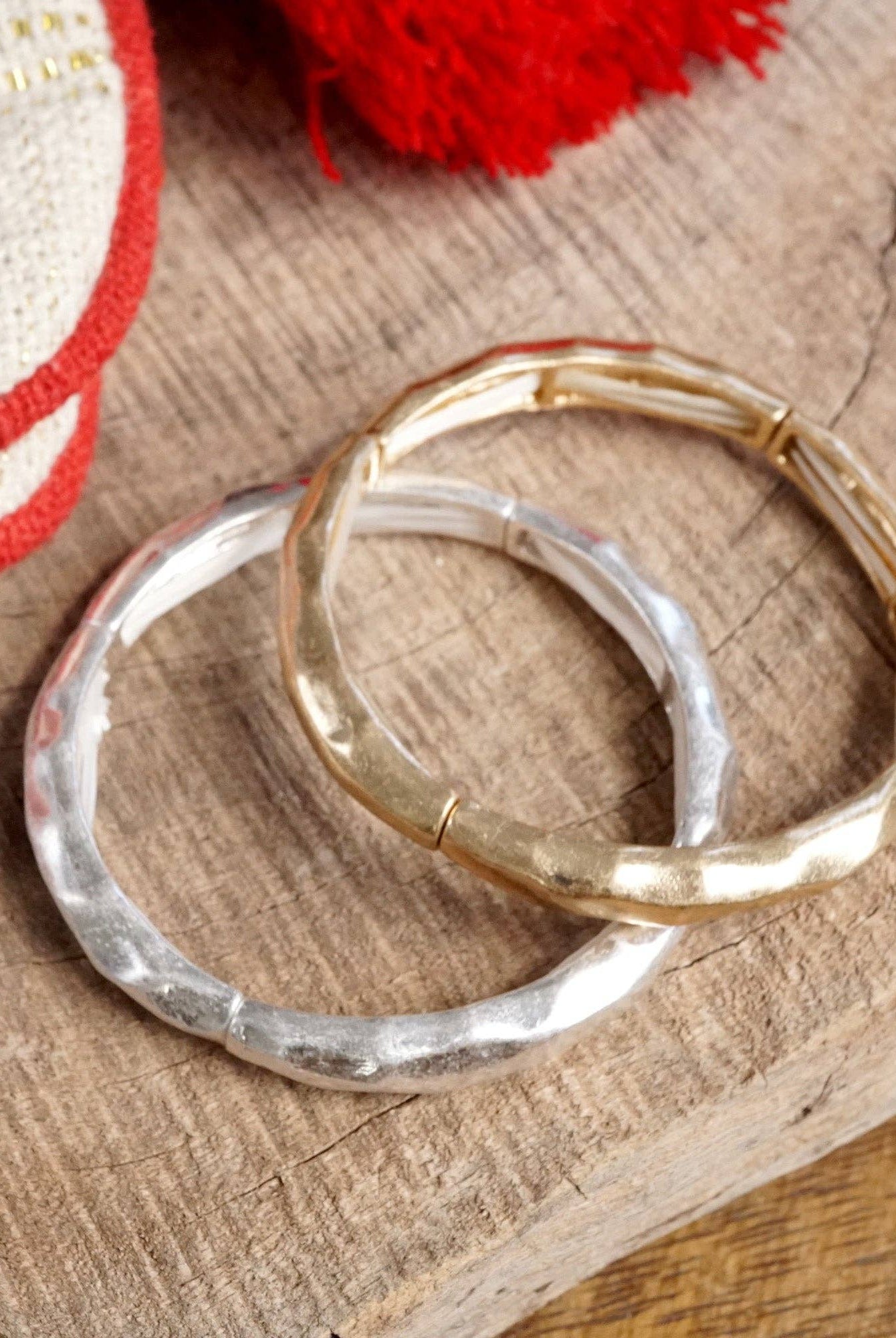 Boho Stretchy Minimalist Bangle Raw Textured Worn Gold-Bracelets-PennyLine inc-Stuffology - Where Vintage Meets Modern, A Boutique for Real Women in Crosbyton, TX