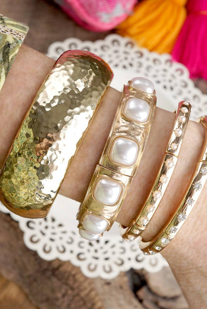 Eternal Glow – Eternity Stretchy Bangle with Cabochons or Pearls-PennyLine inc-Stuffology - Where Vintage Meets Modern, A Boutique for Real Women in Crosbyton, TX