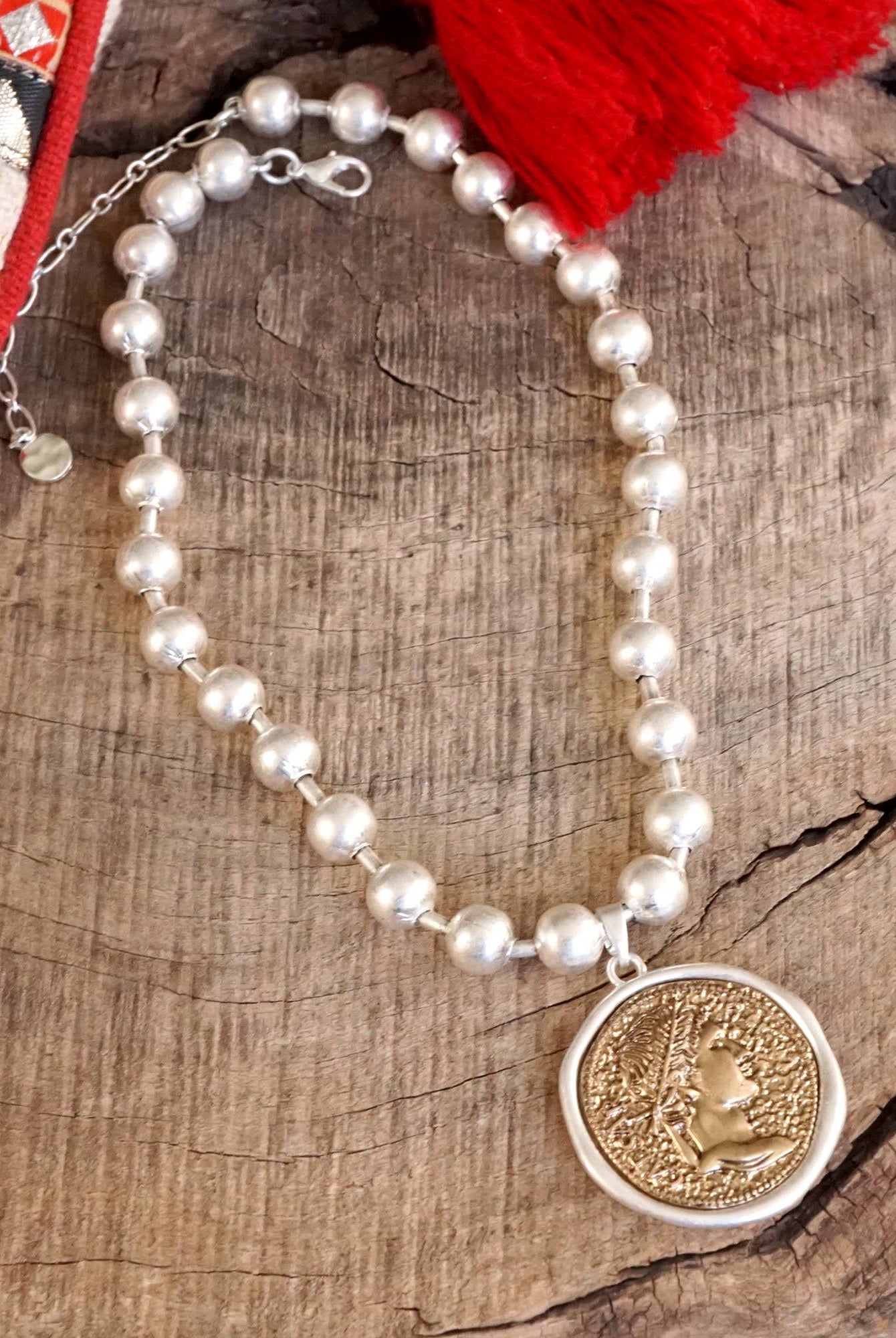 Coin Chunky Ball Chain Statement Necklace – Gold and Silver Tone-Necklaces-PennyLine inc-Stuffology - Where Vintage Meets Modern, A Boutique for Real Women in Crosbyton, TX