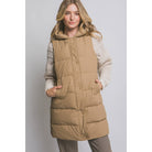 Hooded Long Quilted Puffer Vest w Zip Snap Closure-HiteJeans-Stuffology - Where Vintage Meets Modern, A Boutique for Real Women in Crosbyton, TX