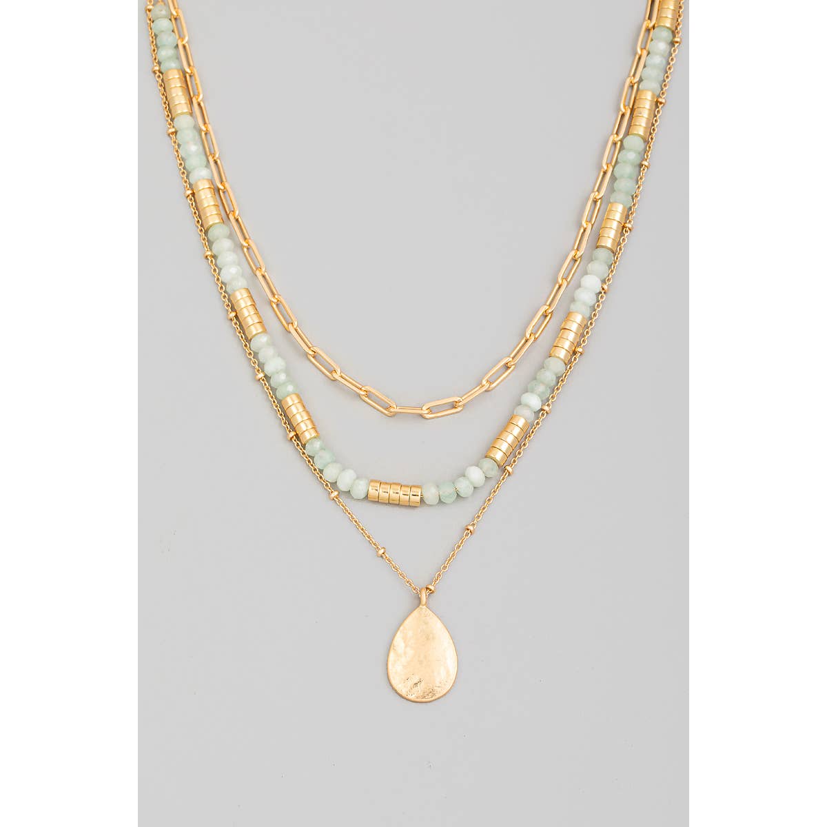 Tear Drop Charm Layered Beads Chain Necklace | Stuffology Boutique-Necklaces-The Looks by Fame Accessories-Stuffology - Where Vintage Meets Modern, A Boutique for Real Women in Crosbyton, TX