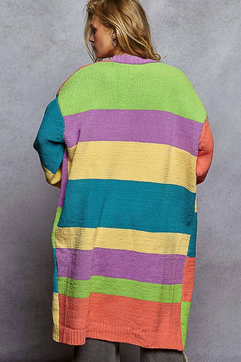POL Clothing Color Block Maxi Sweater Cardigan-Sweater Cardigan-Pol Clothing-Stuffology - Where Vintage Meets Modern, A Boutique for Real Women in Crosbyton, TX
