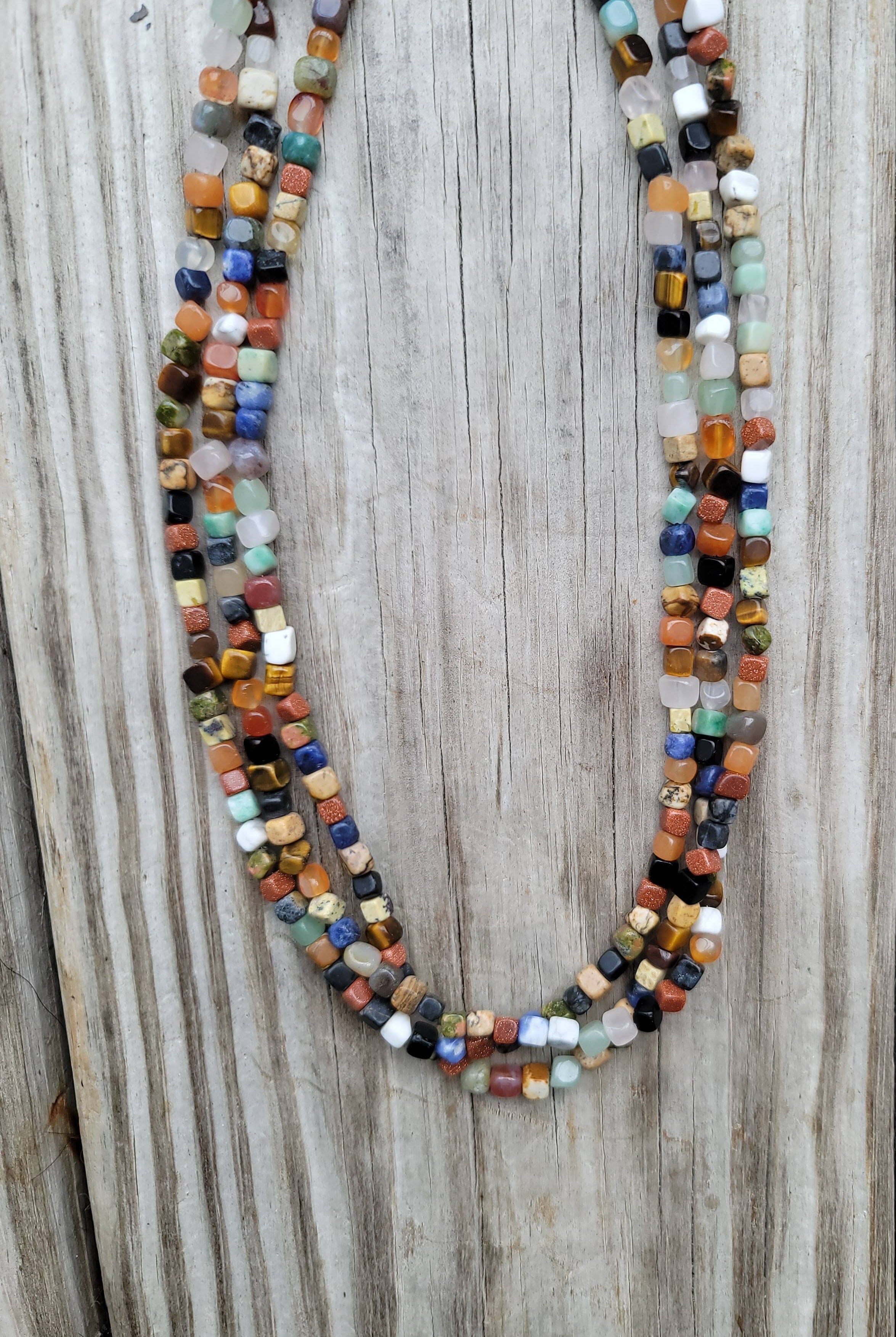 Natural gemstones 3 strand choker Native Southwest handmade-Horse Spirit Studio-Stuffology - Where Vintage Meets Modern, A Boutique for Real Women in Crosbyton, TX