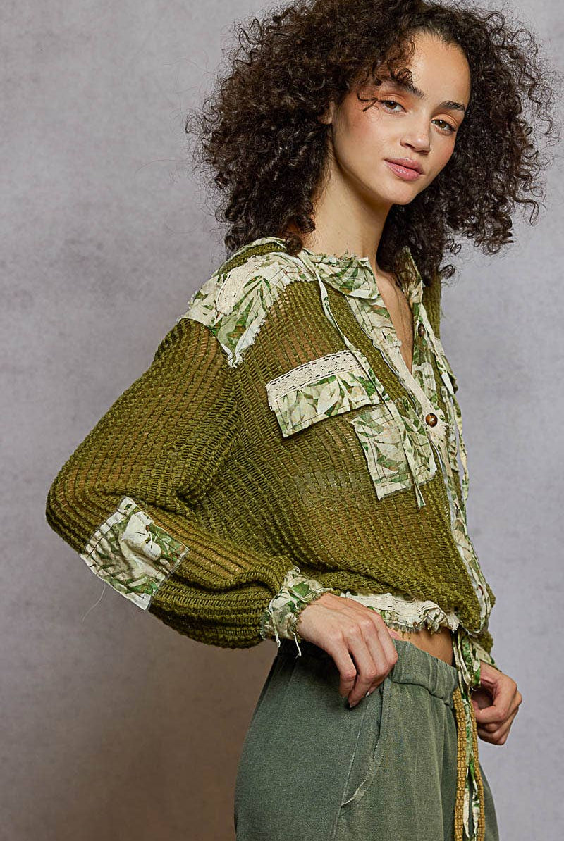 Cream Vintage Washed Floral Print Hoodie Jacket-Jackets-Pol Clothing-Stuffology - Where Vintage Meets Modern, A Boutique for Real Women in Crosbyton, TX