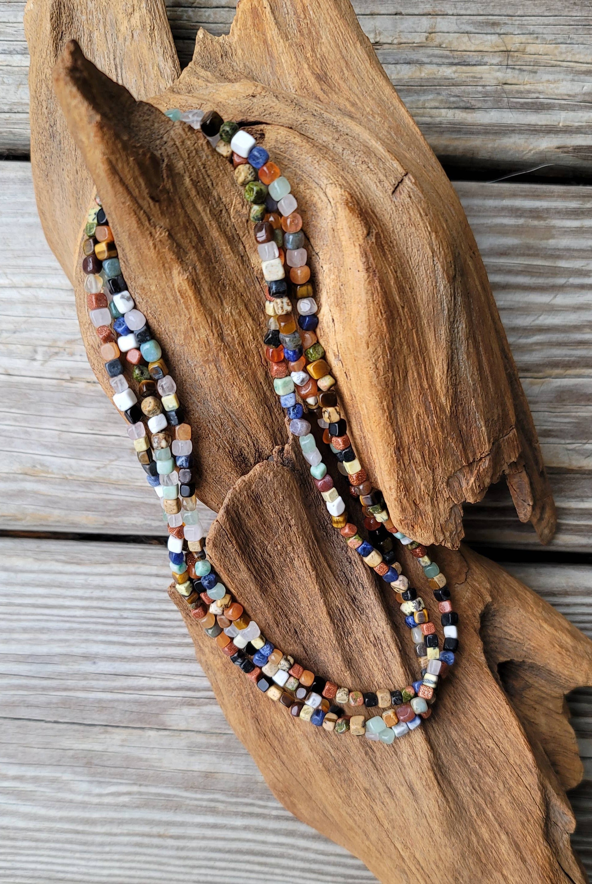 Natural gemstones 3 strand choker Native Southwest handmade-Horse Spirit Studio-Stuffology - Where Vintage Meets Modern, A Boutique for Real Women in Crosbyton, TX