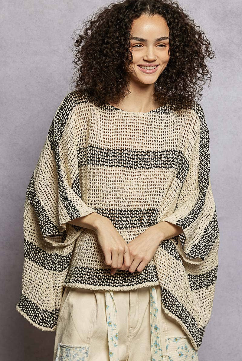 3/4 Sleeve Wide Neck Airy Textured Knit Top-Pol Clothing-Stuffology - Where Vintage Meets Modern, A Boutique for Real Women in Crosbyton, TX