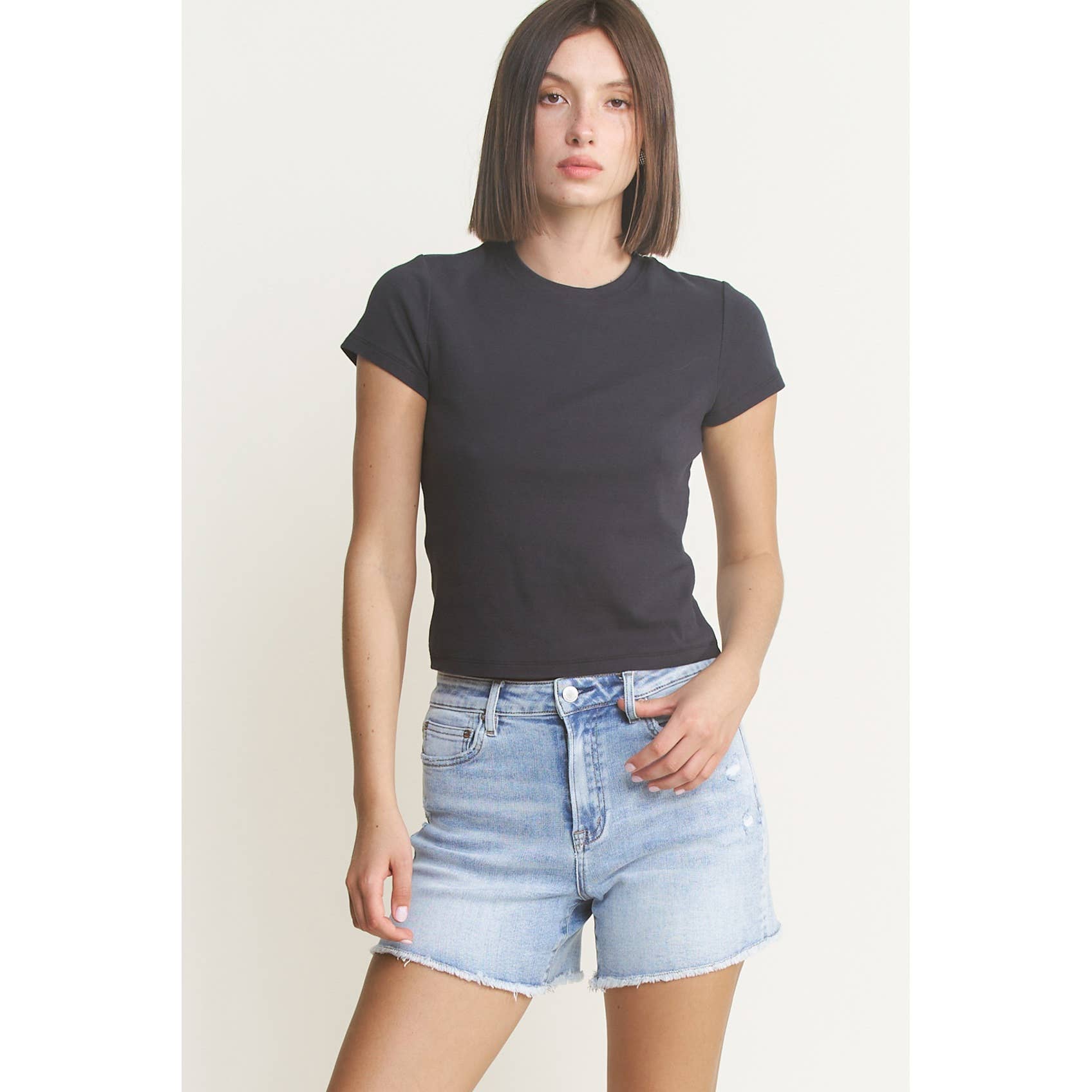 SUPER HIGH SHORTS WITH FRAYED RAW HEM-Mica Denim-Stuffology - Where Vintage Meets Modern, A Boutique for Real Women in Crosbyton, TX