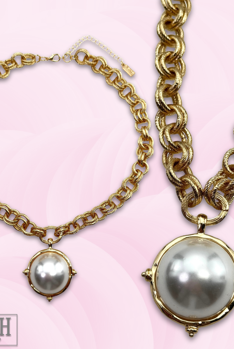 Pearl bead pendant necklace-necklace-Pink Panache Brands-Stuffology - Where Vintage Meets Modern, A Boutique for Real Women in Crosbyton, TX