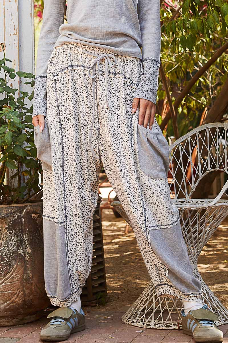 POL Clothing Floral Patch Knit Joggers-Joggers-Pol Clothing-Stuffology - Where Vintage Meets Modern, A Boutique for Real Women in Crosbyton, TX