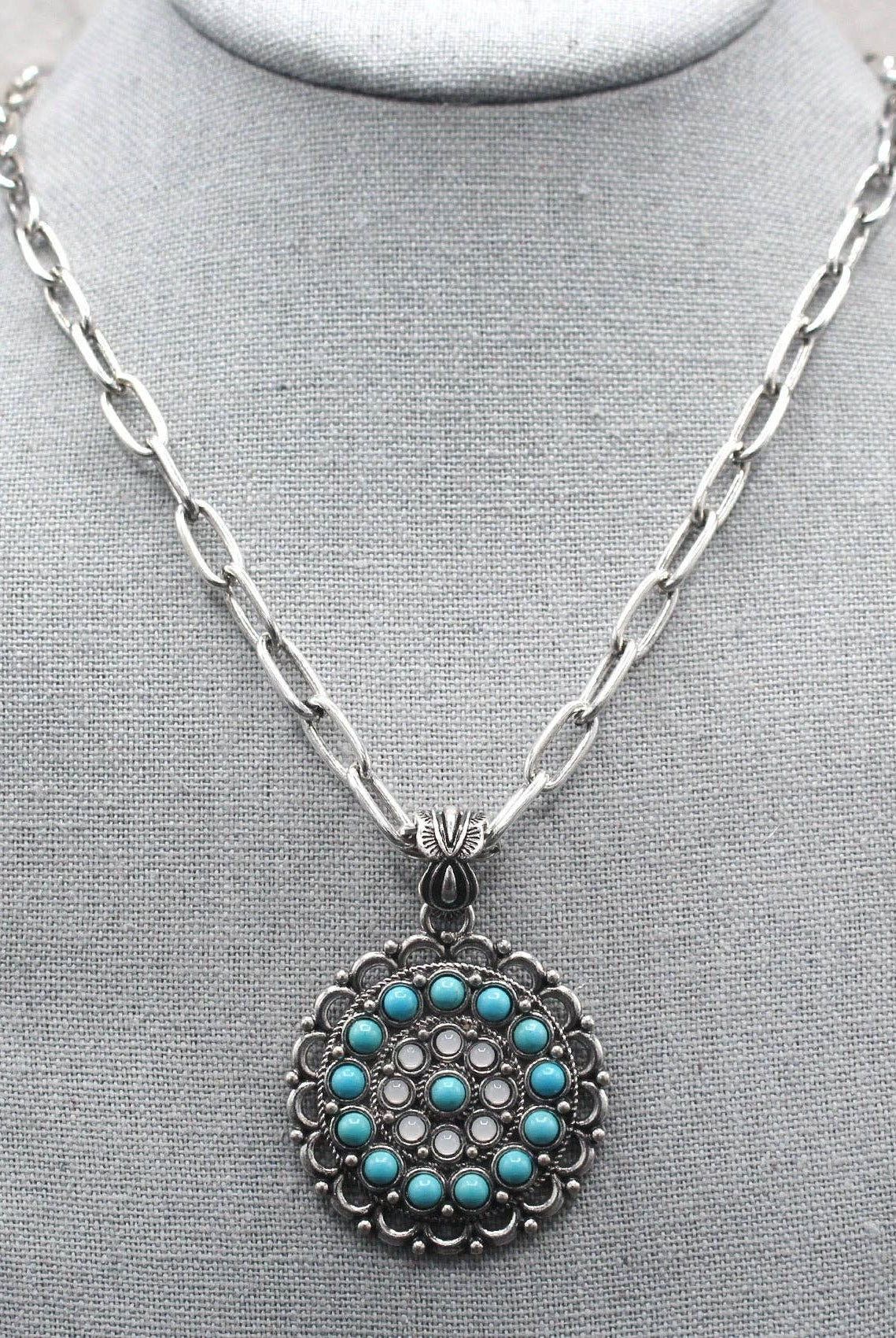 TURQUOISE AND OPAL CONCHO NECKLACE-Necklaces-Turquoise Haven-Stuffology - Where Vintage Meets Modern, A Boutique for Real Women in Crosbyton, TX