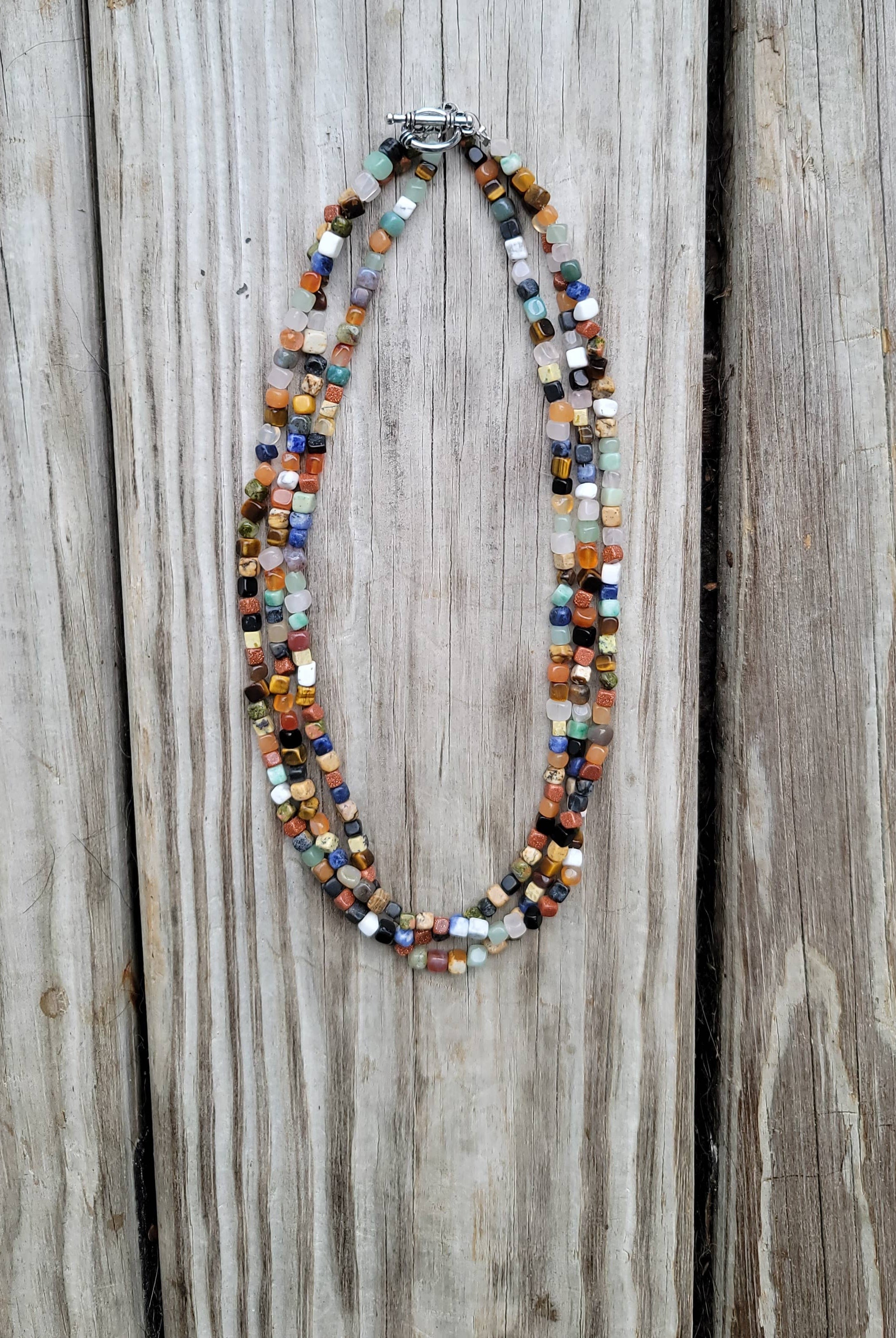 Natural gemstones 3 strand choker Native Southwest handmade-Horse Spirit Studio-Stuffology - Where Vintage Meets Modern, A Boutique for Real Women in Crosbyton, TX