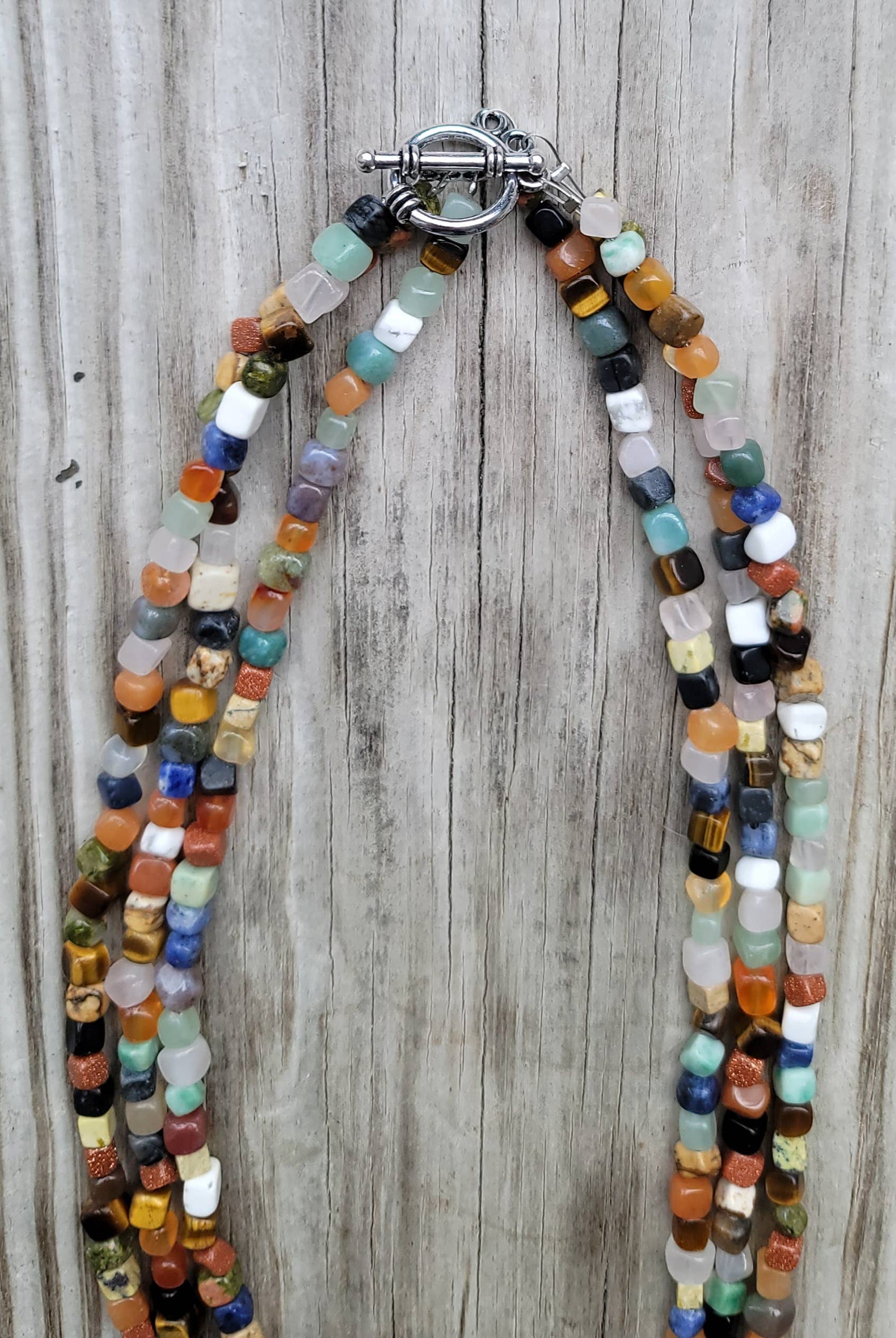 Natural gemstones 3 strand choker Native Southwest handmade-Horse Spirit Studio-Stuffology - Where Vintage Meets Modern, A Boutique for Real Women in Crosbyton, TX