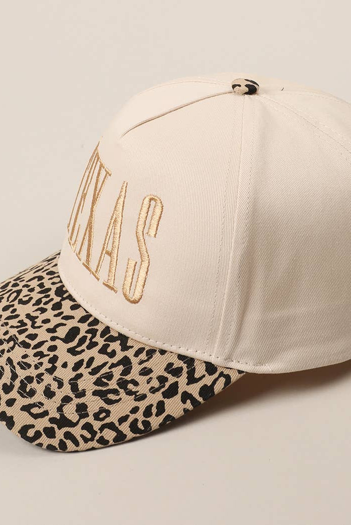 TEXAS Embroidery Leopard Two-Tone Trucker Hat-Hats-Fashion City-Stuffology - Where Vintage Meets Modern, A Boutique for Real Women in Crosbyton, TX