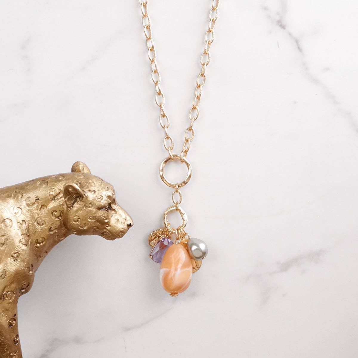 Desert Bloom – Long Cluster Charm Necklace-Necklaces-PennyLine inc-Stuffology - Where Vintage Meets Modern, A Boutique for Real Women in Crosbyton, TX