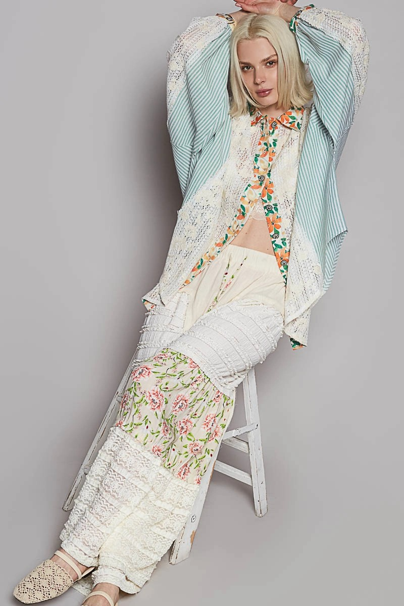 POL Clothing Button Up Balloon Sleeve Oversized Top-TOP-Stuffology Boutique -Stuffology - Where Vintage Meets Modern, A Boutique for Real Women in Crosbyton, TX