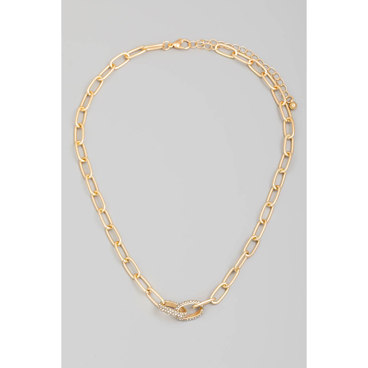 Gold Pave Chain Link Necklace | Stuffology Boutique-Necklaces-The Looks by Fame Accessories-Stuffology - Where Vintage Meets Modern, A Boutique for Real Women in Crosbyton, TX