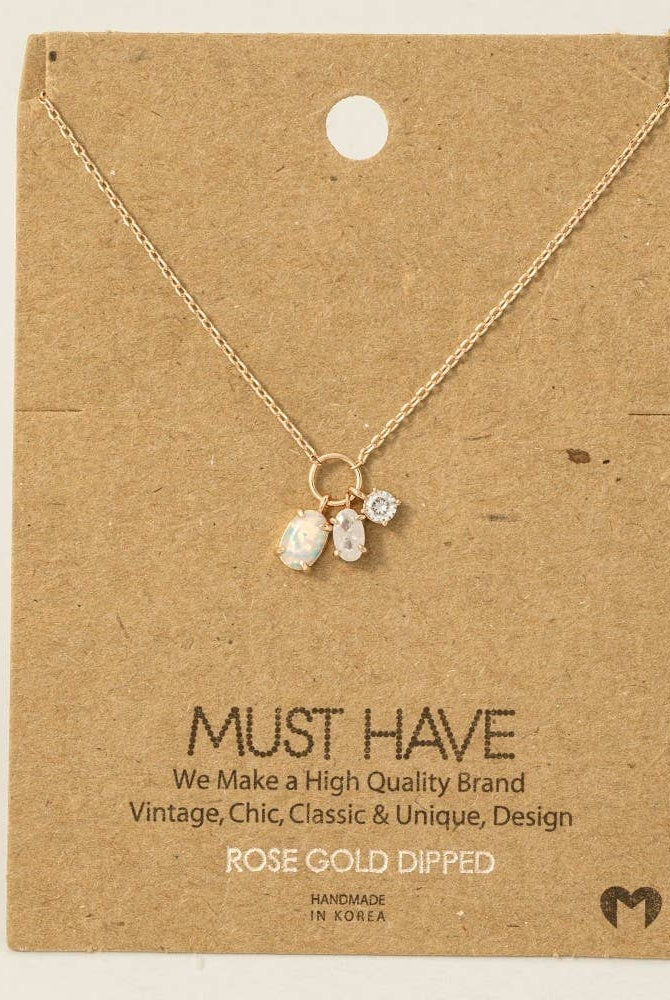 Dainty Opal Crystal Charm Necklace-Necklaces-The Looks by Fame Accessories-Stuffology - Where Vintage Meets Modern, A Boutique for Real Women in Crosbyton, TX