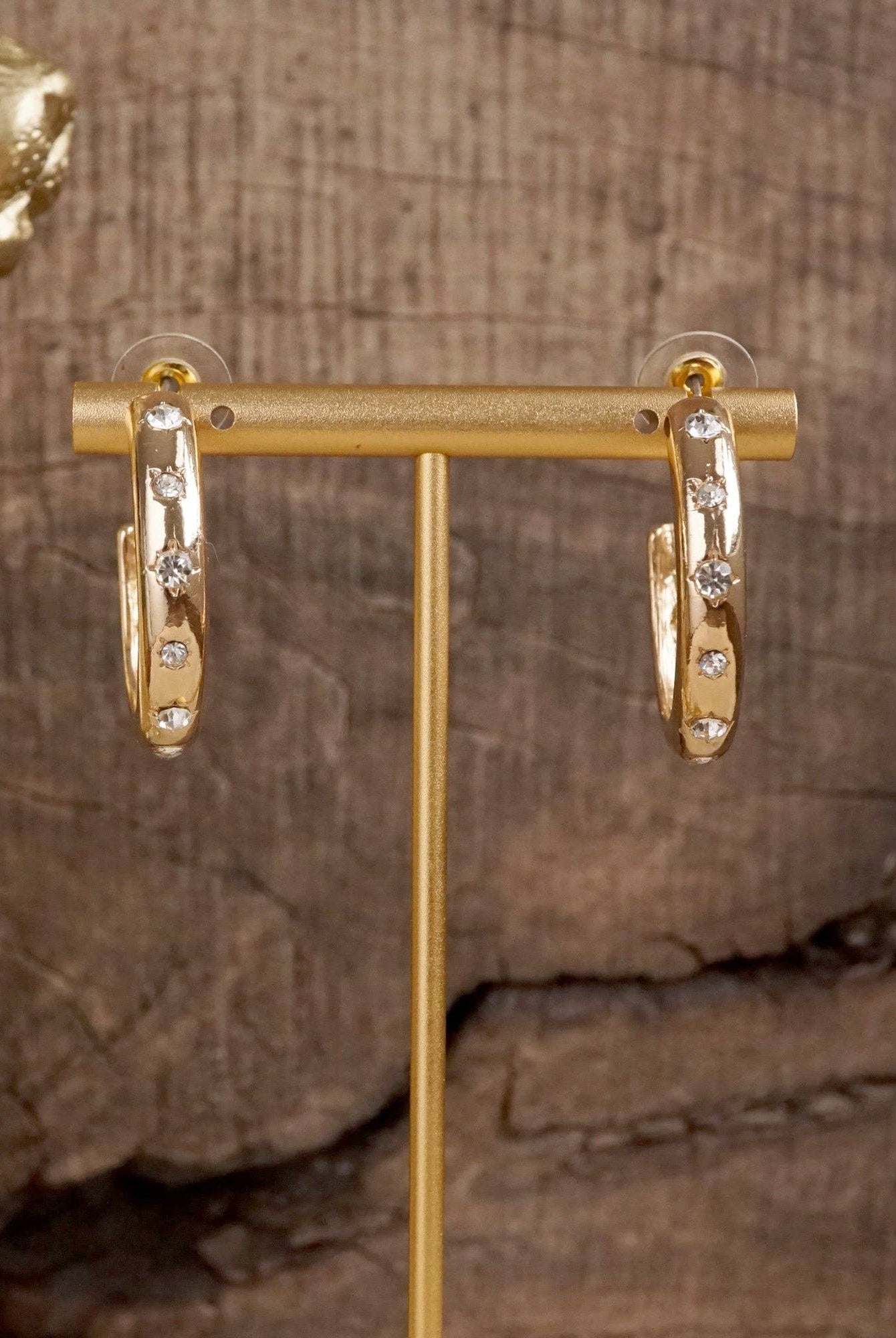 Classic Bubble Hoops – Gold with Crystal, Pearl, or Turquoise-Earrings-PennyLine inc-Stuffology - Where Vintage Meets Modern, A Boutique for Real Women in Crosbyton, TX