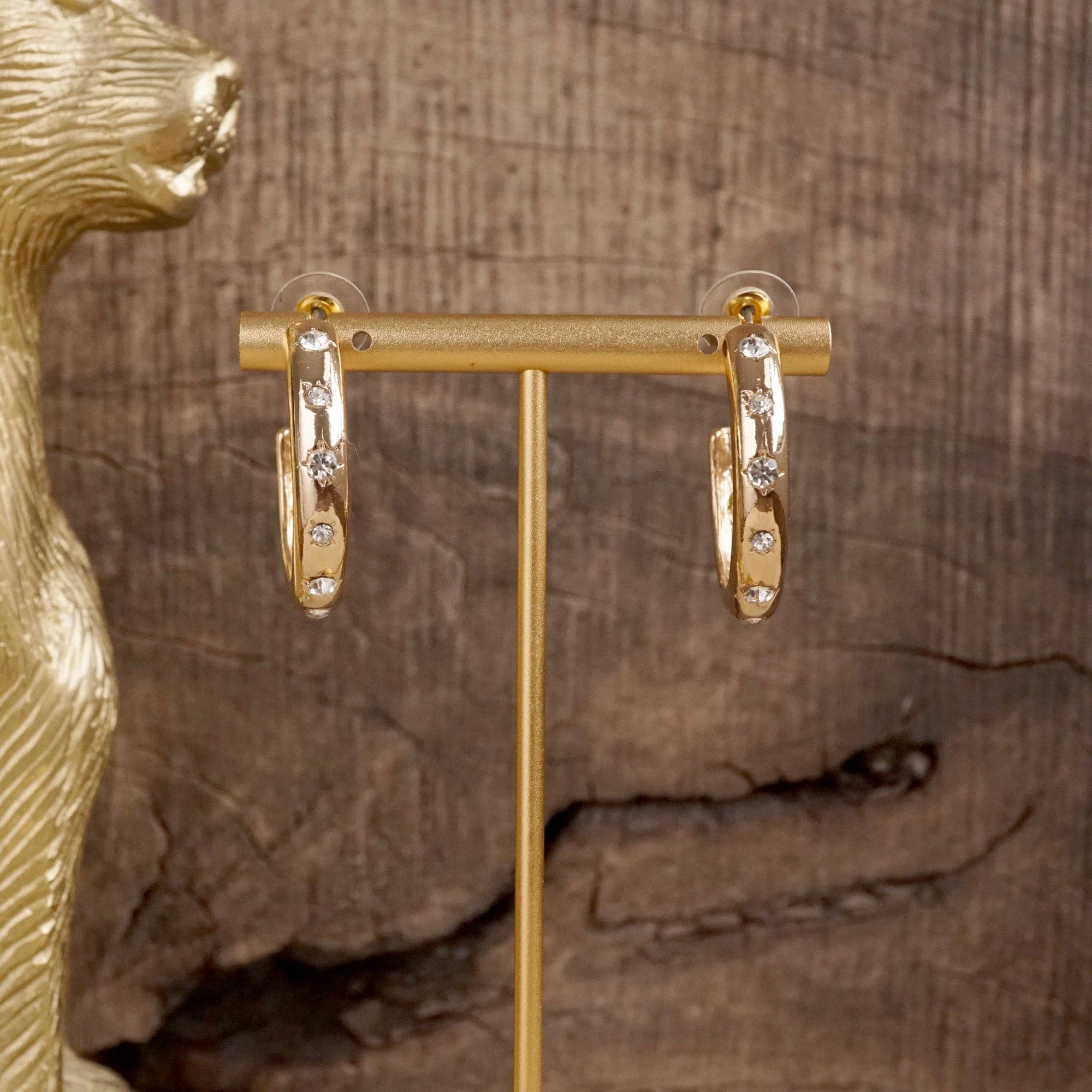 Classic Bubble Hoops – Gold with Crystal, Pearl, or Turquoise-Earrings-PennyLine inc-Stuffology - Where Vintage Meets Modern, A Boutique for Real Women in Crosbyton, TX