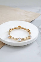 Jeweled Golden Bangle with semi precious stone dots-Bracelets-PennyLine inc-Stuffology - Where Vintage Meets Modern, A Boutique for Real Women in Crosbyton, TX