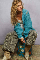 V neck lace trim solid acrylic sweater open cardigan top-Pol Clothing-Stuffology - Where Vintage Meets Modern, A Boutique for Real Women in Crosbyton, TX