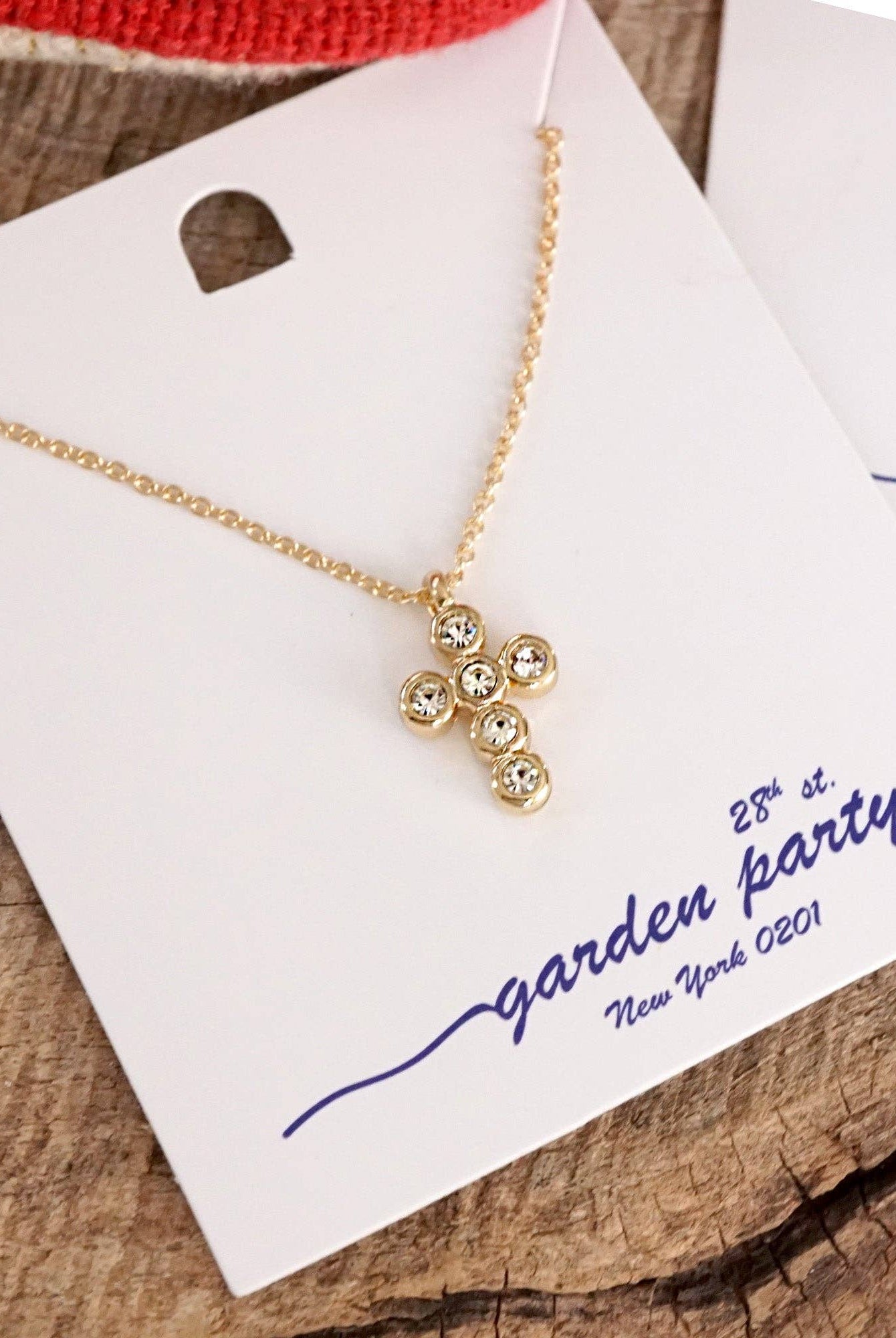 Classic Dainty Cross and Crystal Necklace – Gold and Silver Tones-Necklaces-PennyLine inc-Stuffology - Where Vintage Meets Modern, A Boutique for Real Women in Crosbyton, TX