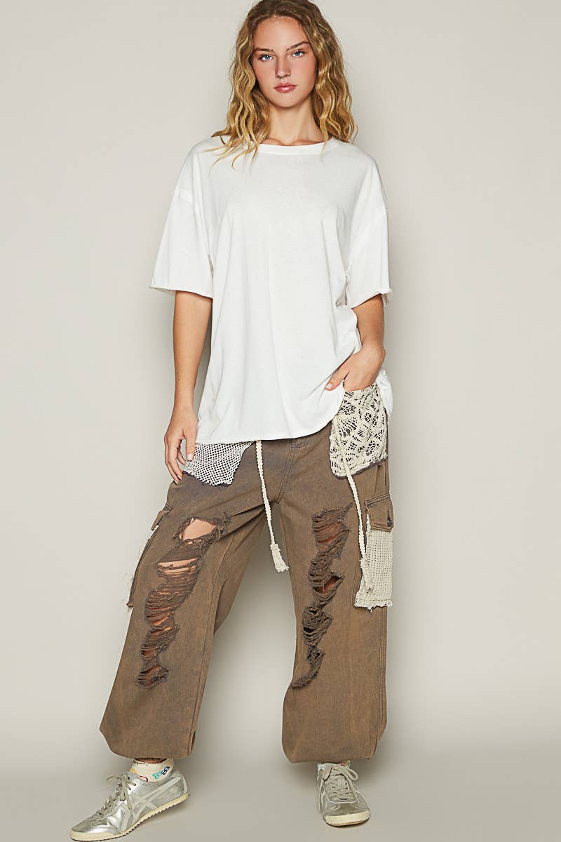 POL Clothing Vintage Washed Round Neck Short Sleeve Basic Solid Top / Tee-TOP-Pol Clothing-Stuffology - Where Vintage Meets Modern, A Boutique for Real Women in Crosbyton, TX