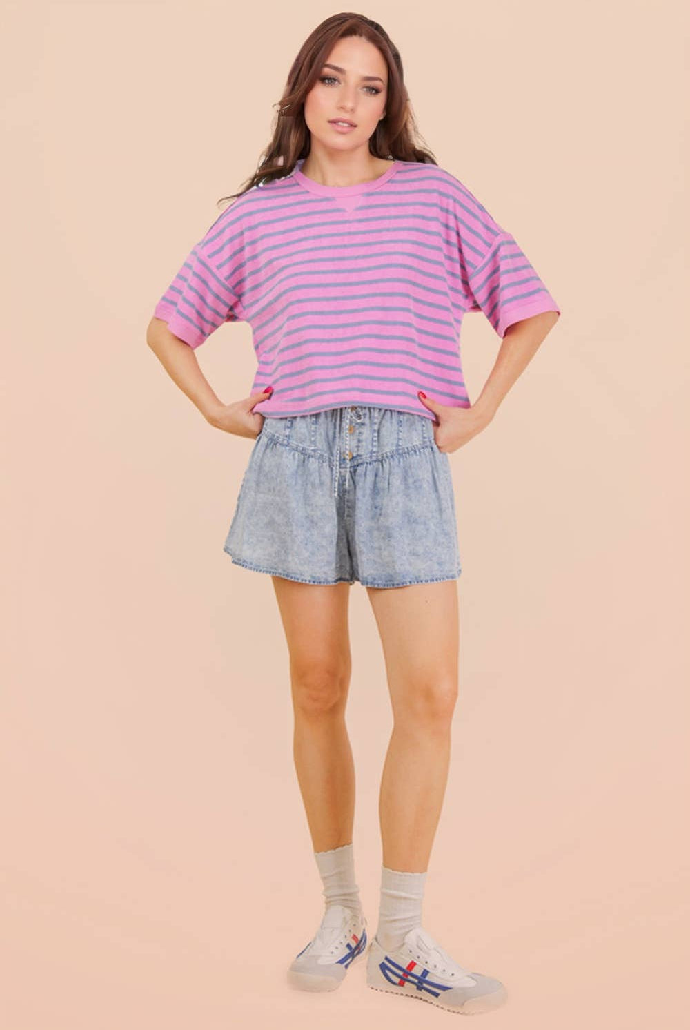 Oversized Stripe Casual Comfy Knit Top-TOP-VERY J-Stuffology - Where Vintage Meets Modern, A Boutique for Real Women in Crosbyton, TX
