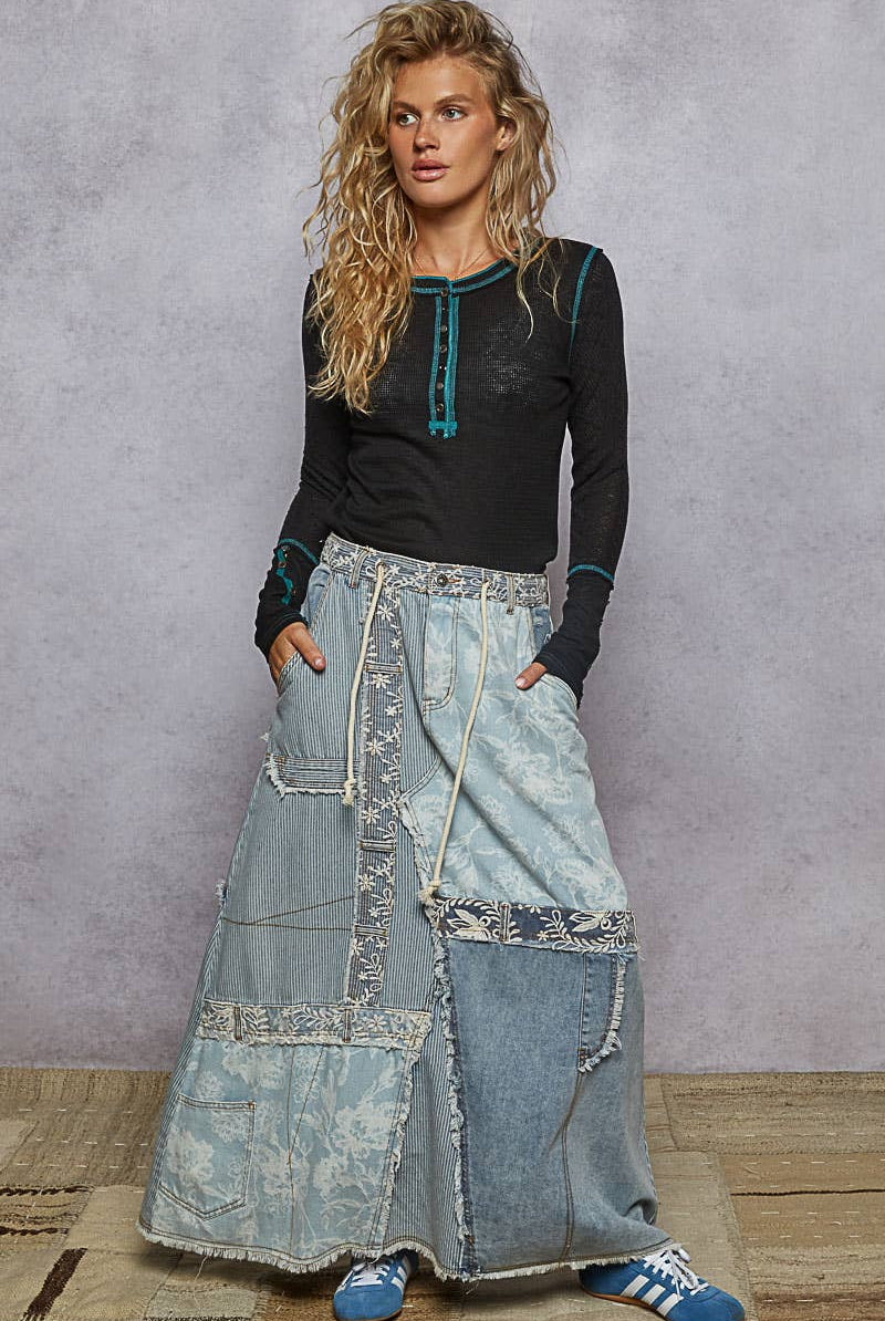 POL Clothing - Thermal Stitch Detail Henley Top-TOP-Pol Clothing-Stuffology - Where Vintage Meets Modern, A Boutique for Real Women in Crosbyton, TX