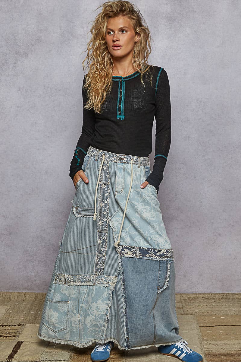 POL Clothing - Thermal Stitch Detail Henley Top-TOP-Pol Clothing-Stuffology - Where Vintage Meets Modern, A Boutique for Real Women in Crosbyton, TX