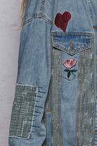 Long sleeve denim embroidery roomy fit jacket-Denim Jacket-Pol Clothing-Stuffology - Where Vintage Meets Modern, A Boutique for Real Women in Crosbyton, TX